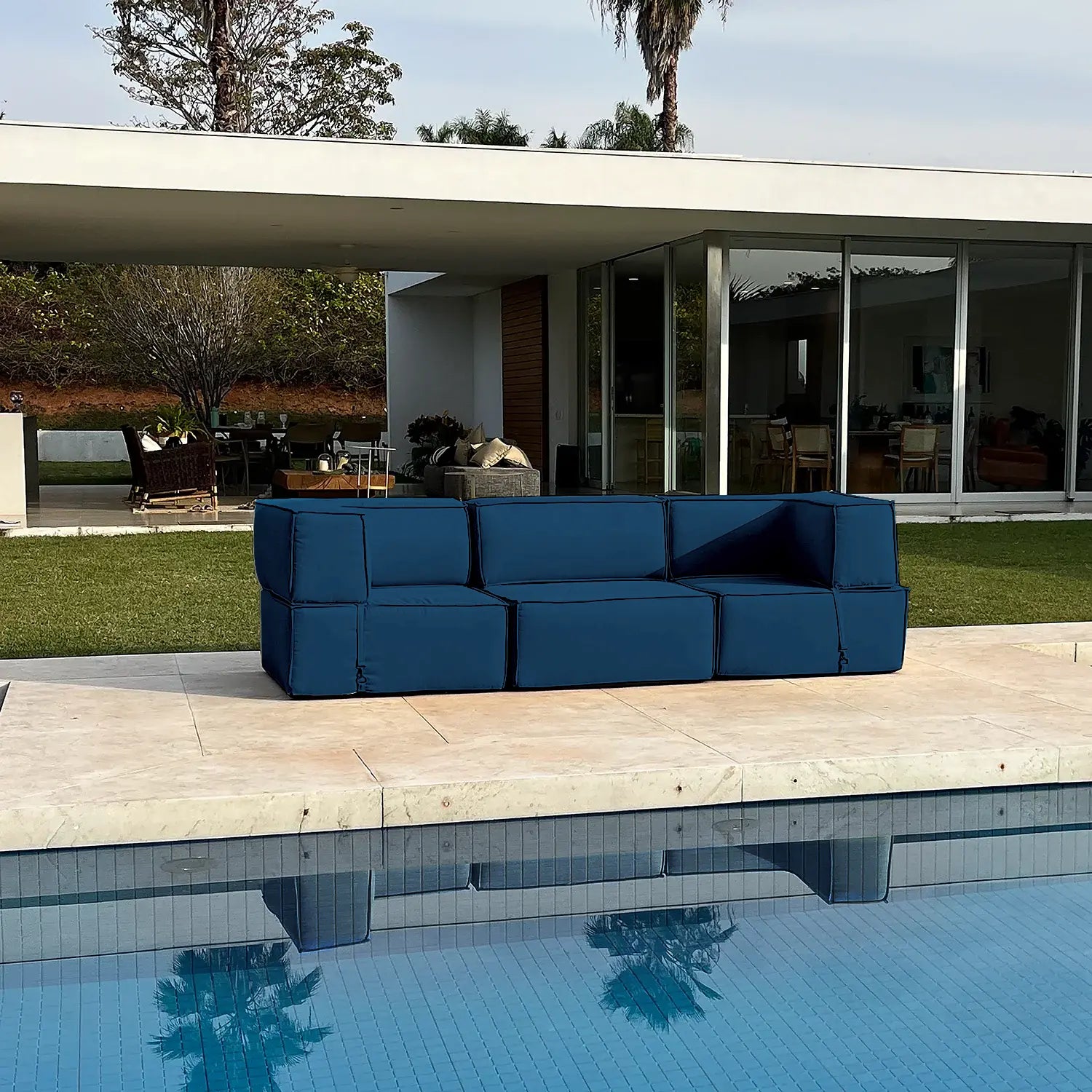Lounge Zimma com 3 Módulos Azul