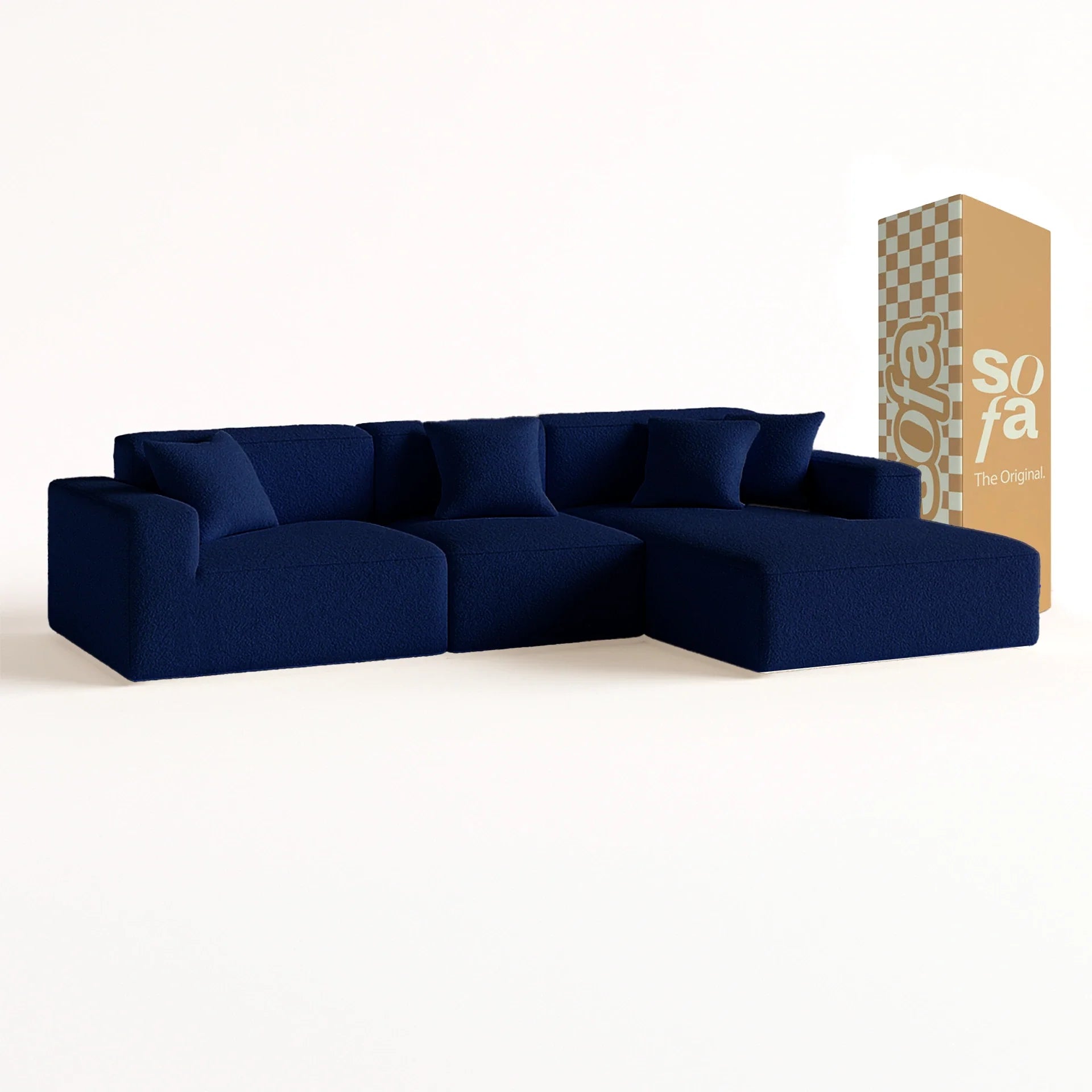 Sofá Modular Pelion 3 Lugares com 1 Chaise - Azul