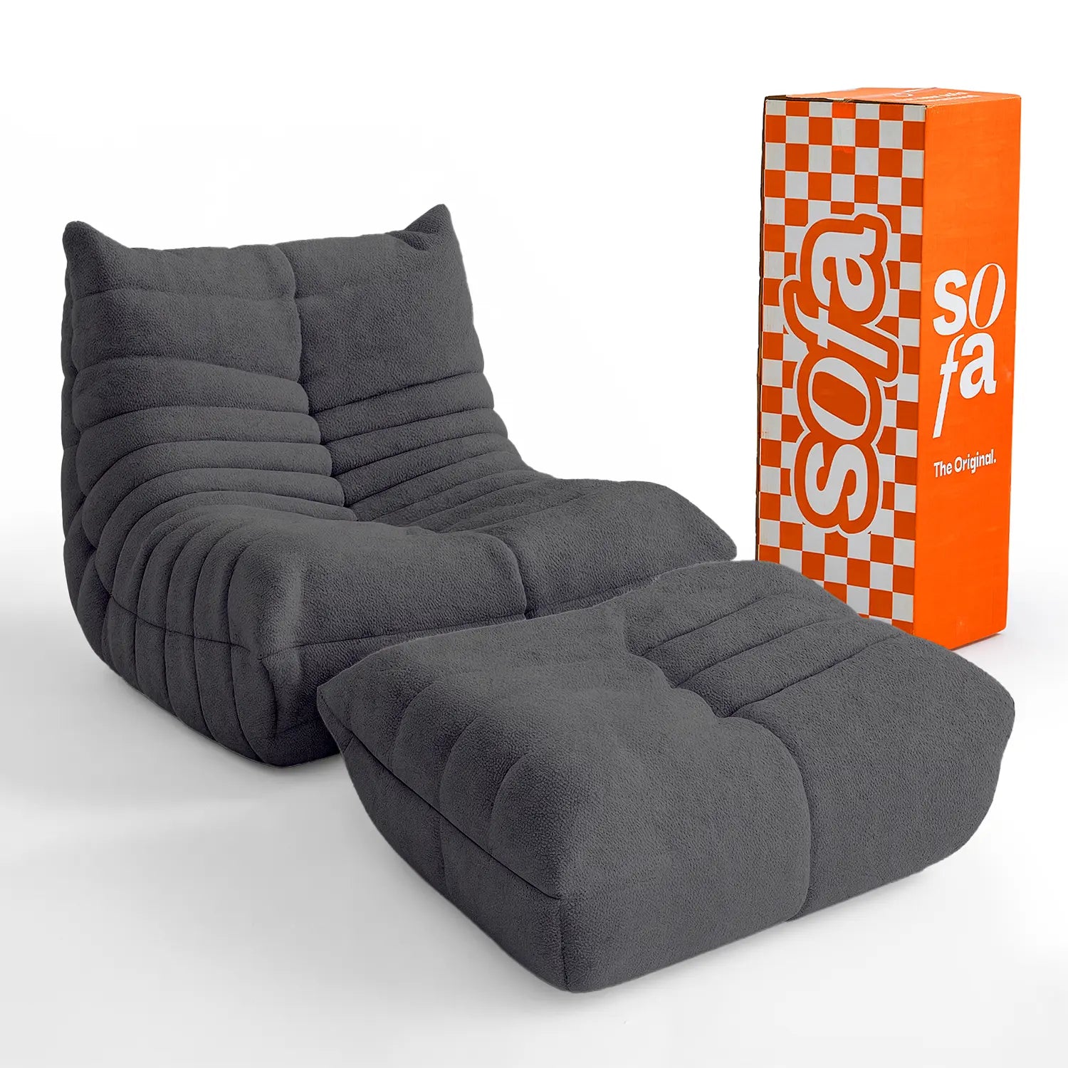 Kit Poltrona Design 1973 + Apoio para pés - Cinza