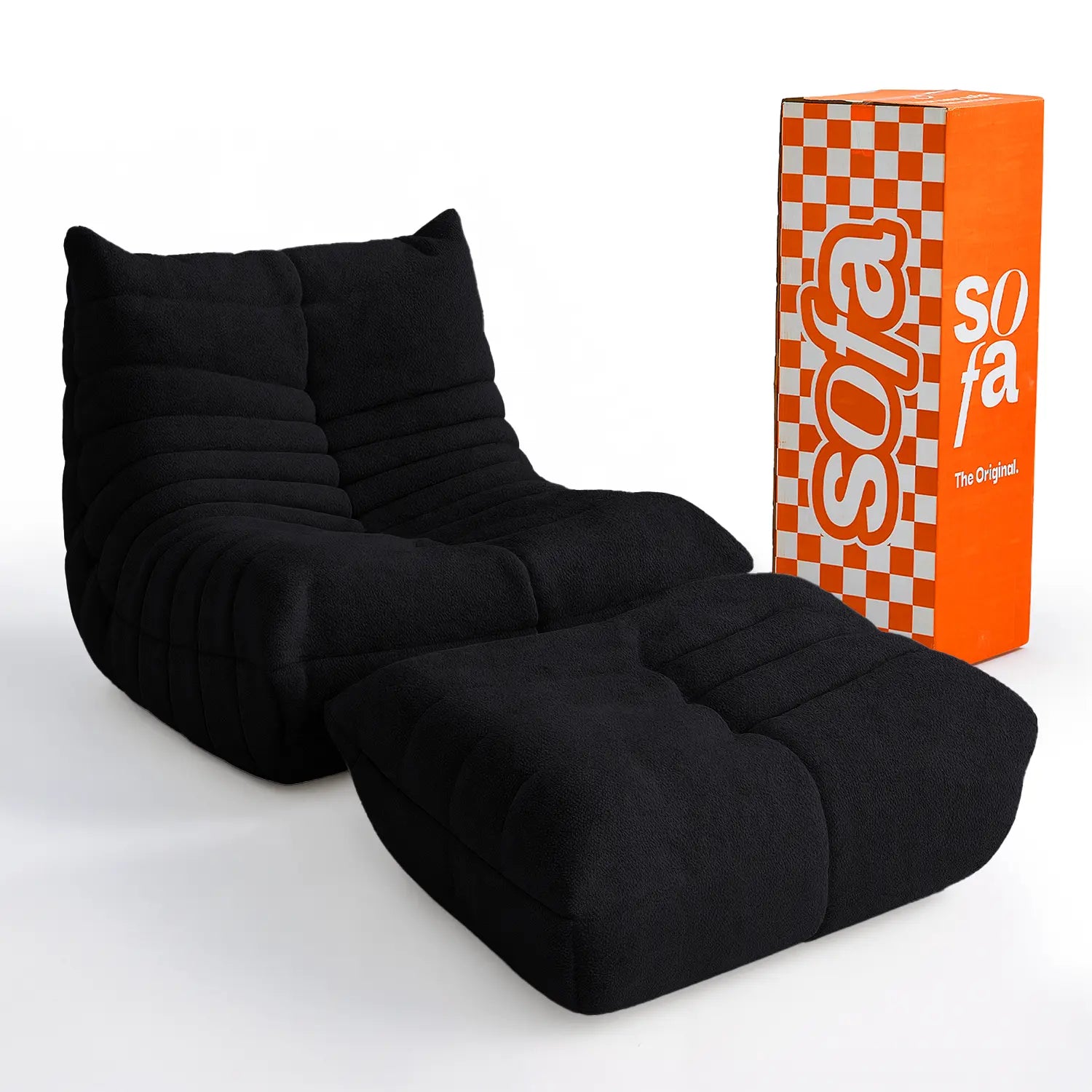 Kit Poltrona Design 1973 + Apoio para pés - Preto