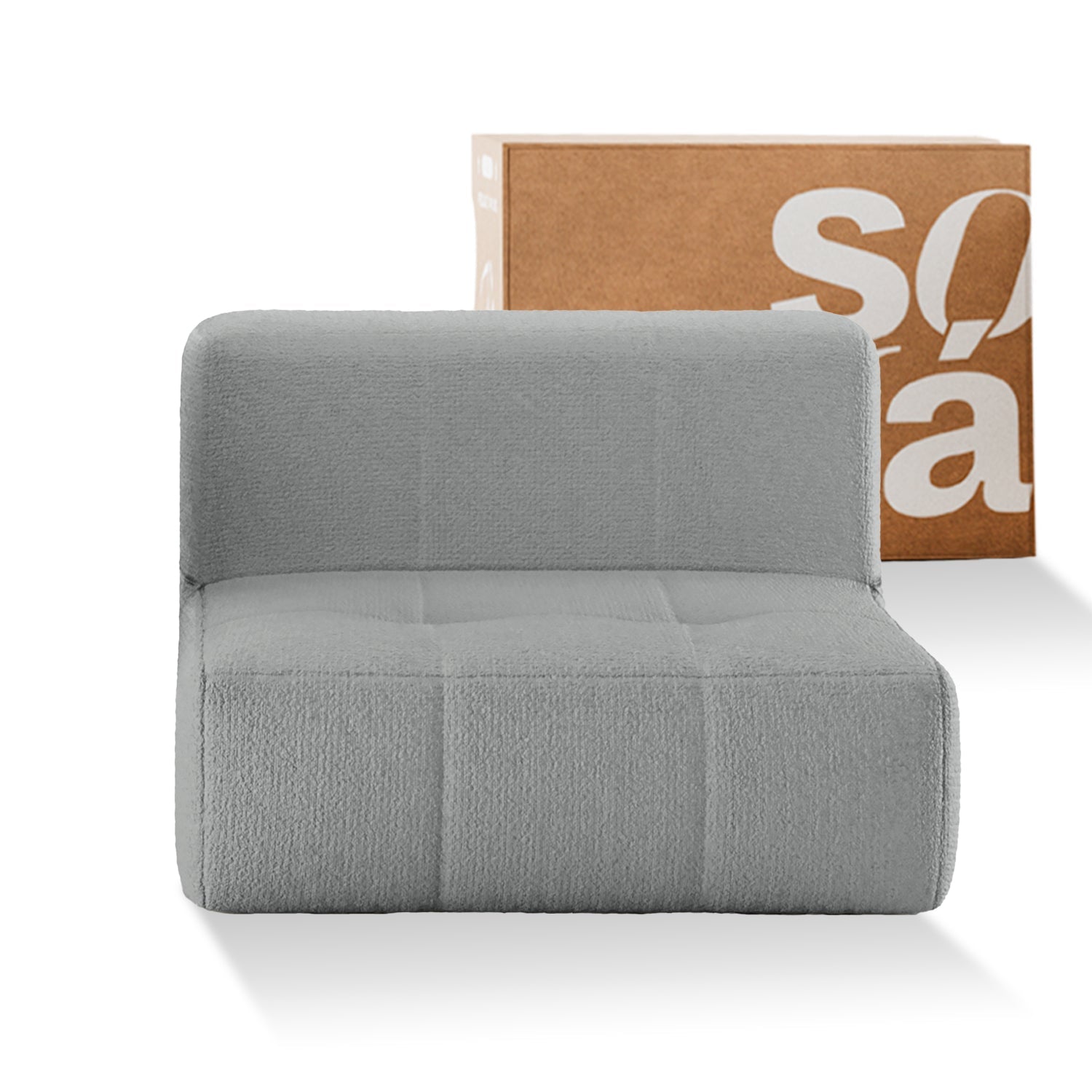 Sofá na Caixa modular 1 lugar Poltrona em Boucle - Cinza